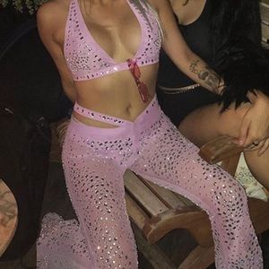 Club Exx pink rhinestone matching set